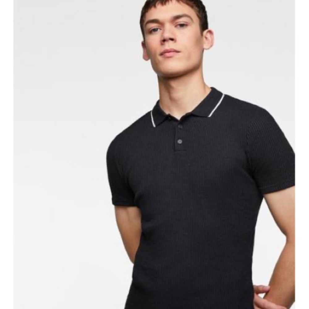 Zara Men's Black Polo Shirt